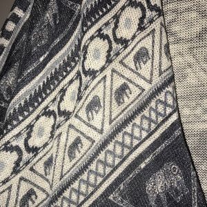 Elephant printed “distressed” knitted “cover up”